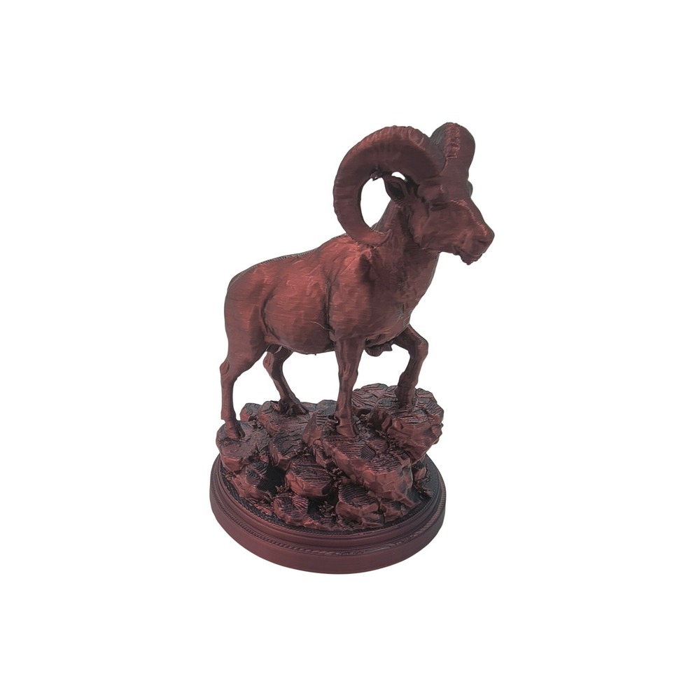 Bighorn Sheep Ram Figurine 3D Printed Wildlife Statue Copper Tone Rustic Decor